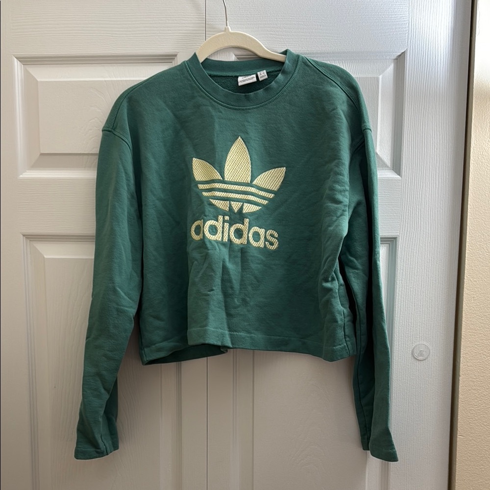 Adidas Forest Green Cropped Top with Gold Logo